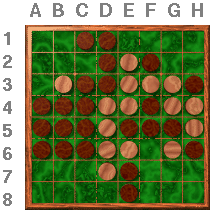 Placing a disc (3): Black played C6 and fliped B6 B5 D7 C4